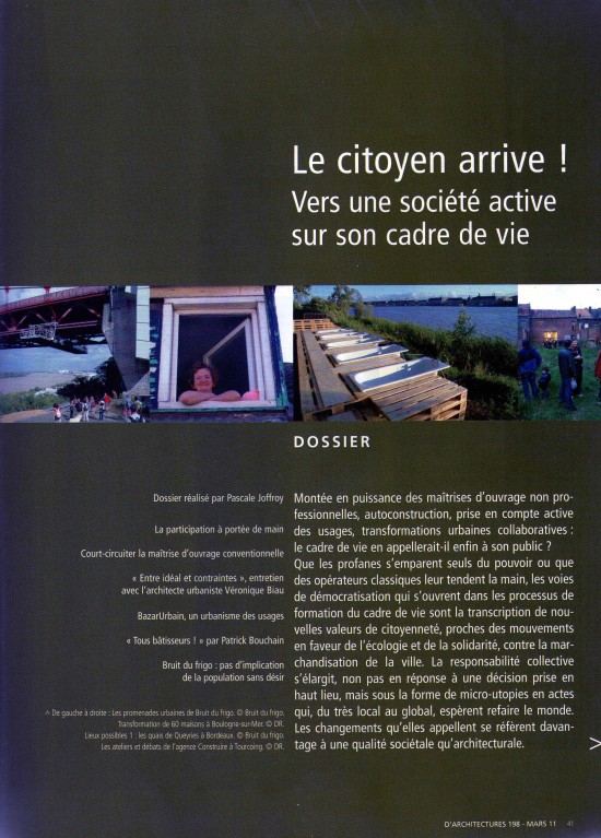 Le citoyen arrive ! Vers une société active sur son cadre de vie