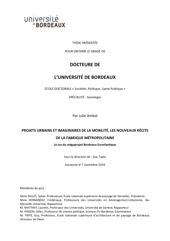 Projets urbains et imaginaires de la mobilité, les nouveaux récits de la fabrique métropolitaine