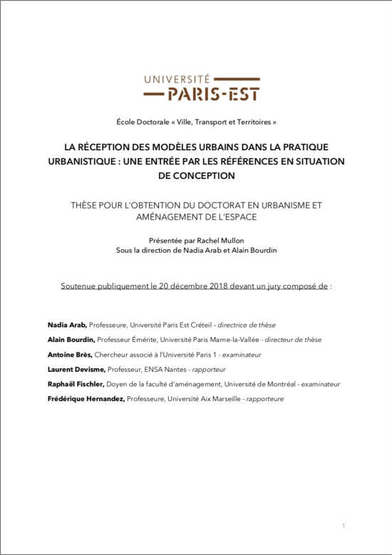 La réception des modèles urbains dans la pratique urbanistique