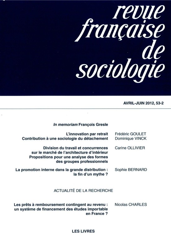 Division du travail et concurrences sur le marché de l'architecture d'intérieur - Proposition pour une analyse des formes des groupes professionnels
